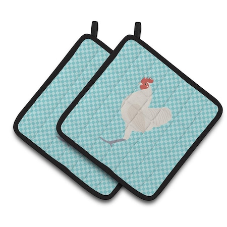 Carolines Treasures German Langshan Chicken Blue Check Pair of Pot Holders BB8011PTHD